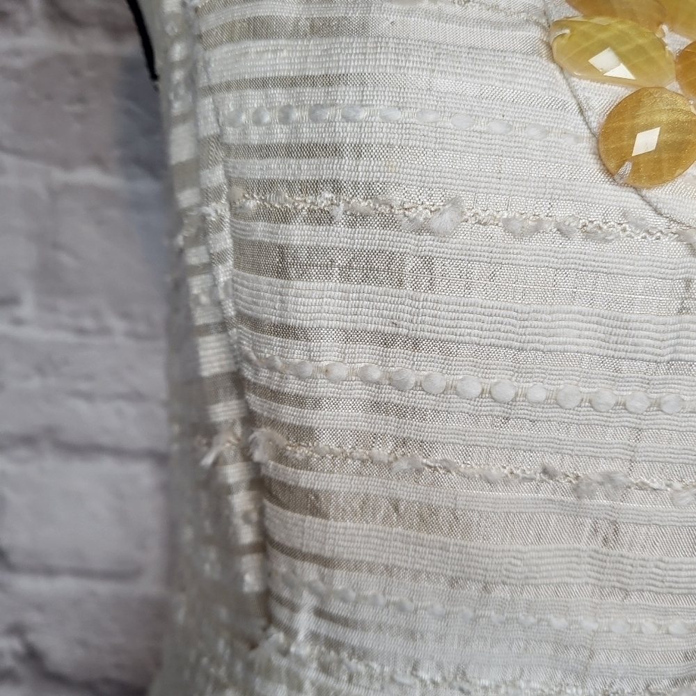 Eliza J Dress Cream Yellow Jeweled Scoop Necline Sleeveless Silk Women's Size M - Picture 6 of 15